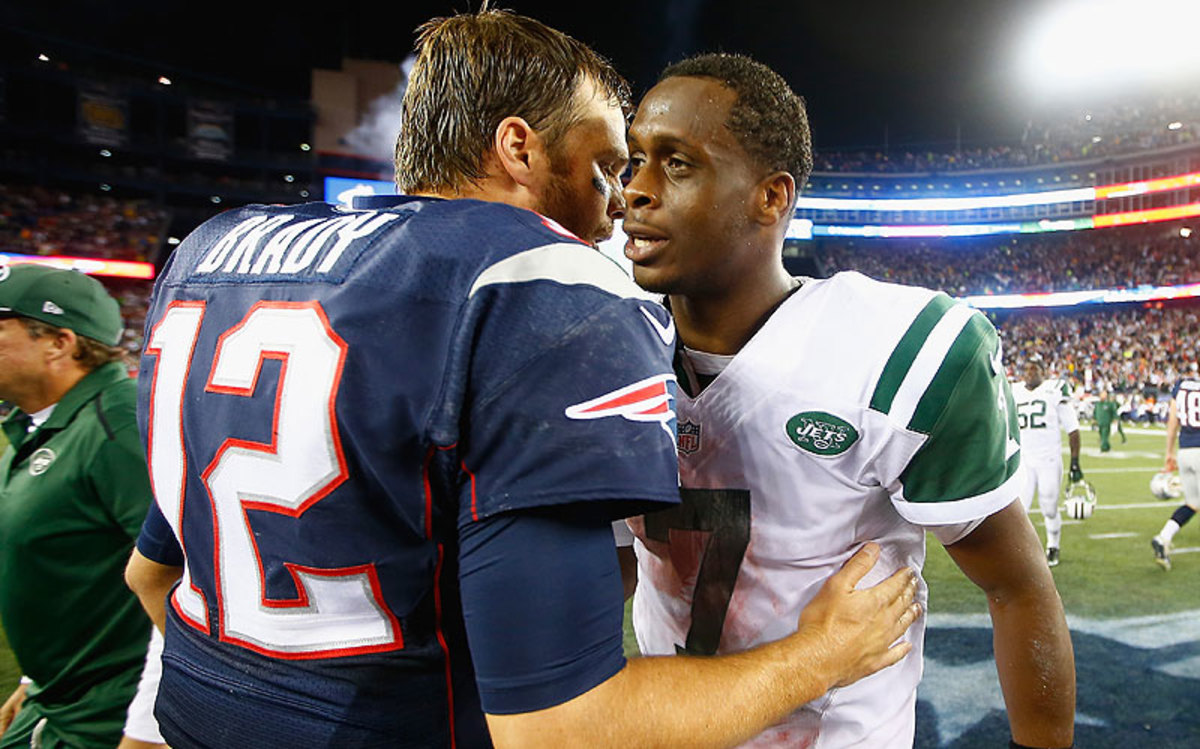 Tom Brady and the Patriots prevailed over the Jets and Geno Smith, who threw for 226 yards and a touchdown in the loss. (Jared Wickerham/Getty Images)