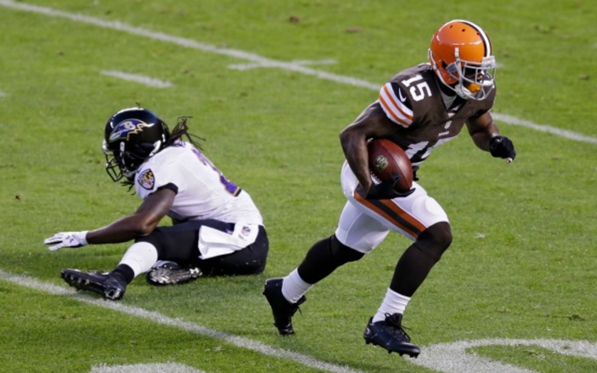 Browns receiver Davone Bess had career lows in receptions, yards and touchdowns in 2013. (AP Photo/Tony Dejak)