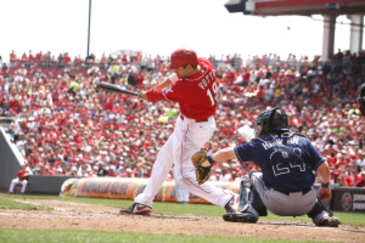 Joey Votto was hitting. 257 before going down with a strained quadriceps in mid-May. (John Grieshop/Getty Images)