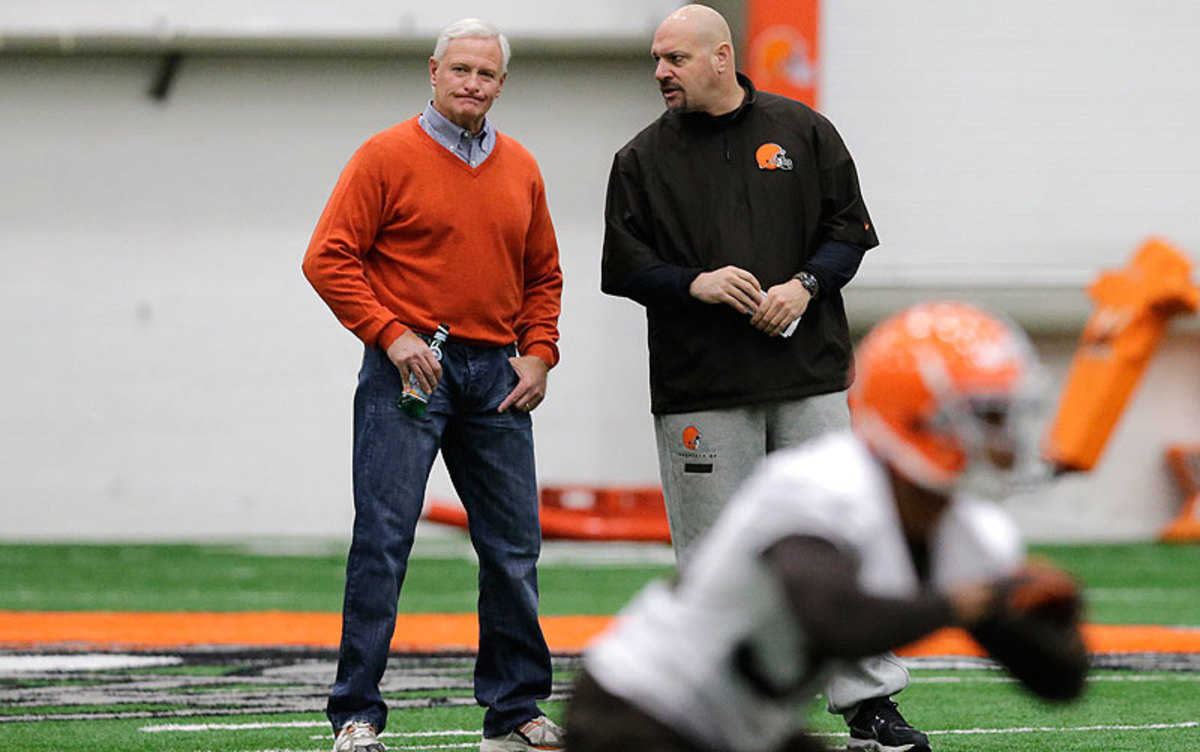 Browns owner Jimmy Haslam is entrusting his team to new head coach Mike Pettine, who was hired in January.  (Mark Duncan/AP)