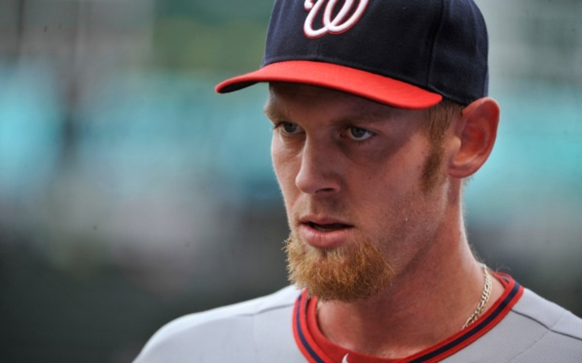 Stephen Strasburg is scratched from Friday's start against the Phillies. (David Banks/Getty Images)