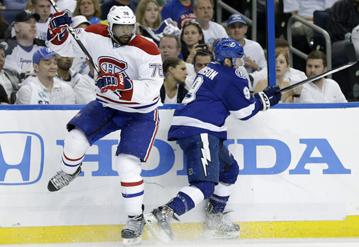 Canadiens defenseman P.K. Subban (76) had two assists in the win over the Lightning. (AP Photo/Chris O'Meara)