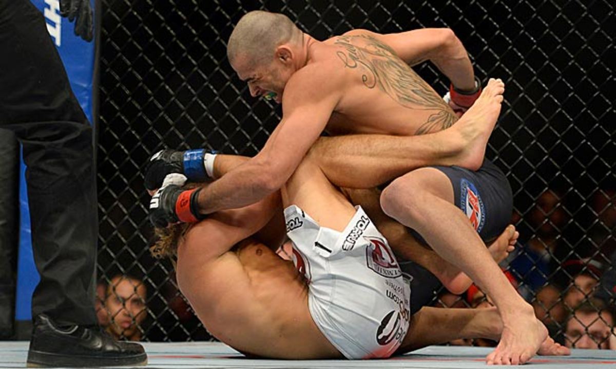 Renan Barao make quick work of Uriah Faber in their bantamweight championship fight on Feb. 1.