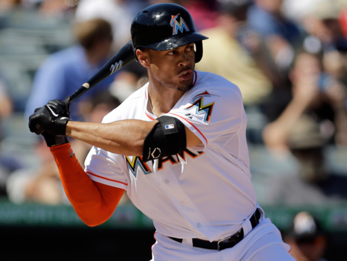 Giancarlo Stanton, who was in Thursday's lineup against the sort-of-Red Sox. (Jeff Roberson/AP)
