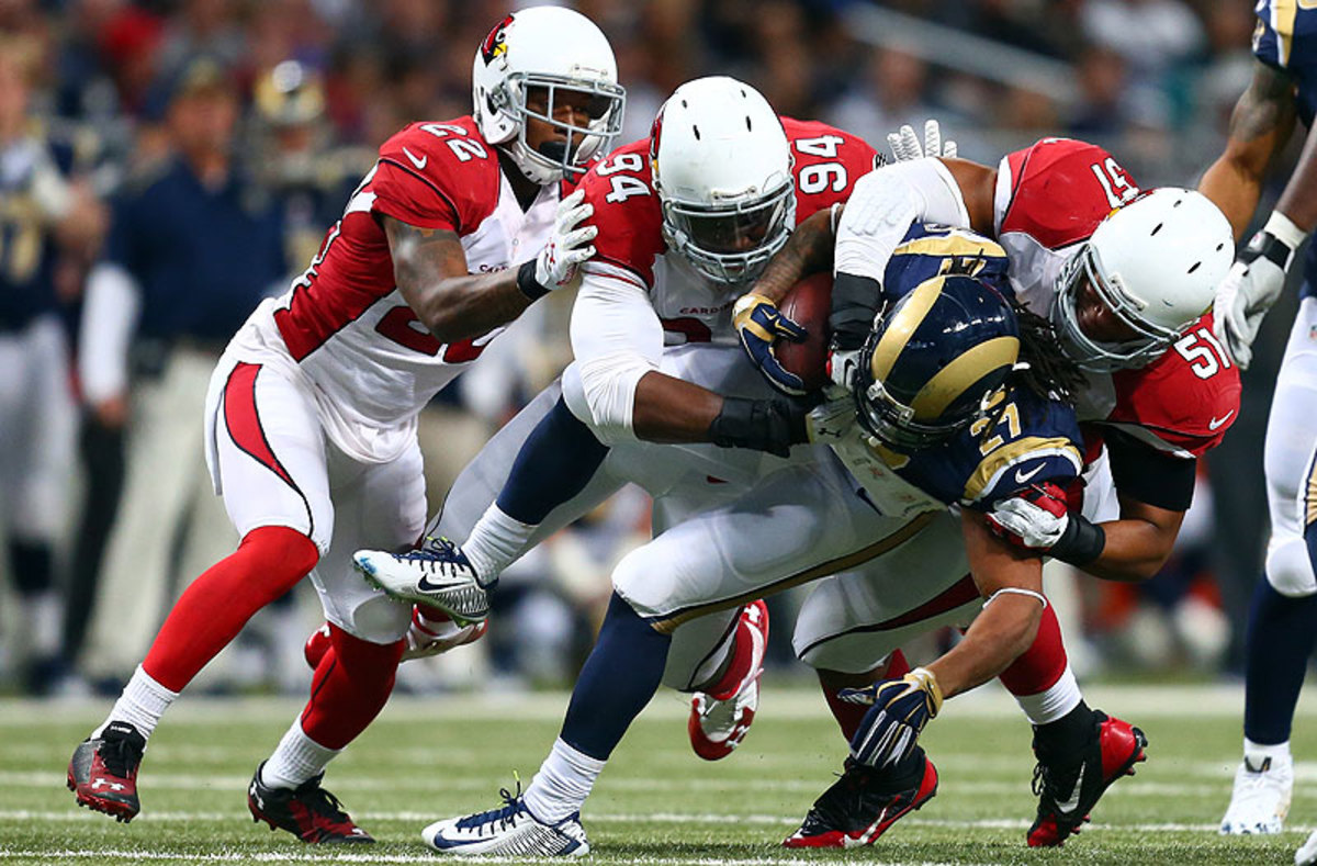 The Cardinals defense shut down the Rams, particularly Tre Mason, who managed just 33 yards on 13 carries. (Dilip Vishwanat/Getty Images)