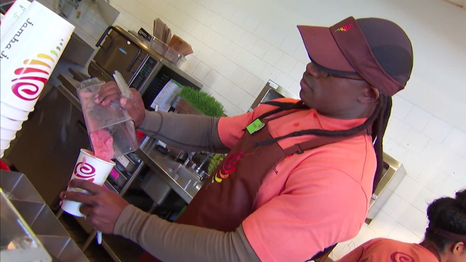 San Francisco 49ers' Vernon Davis put on a disguise and jumped behind