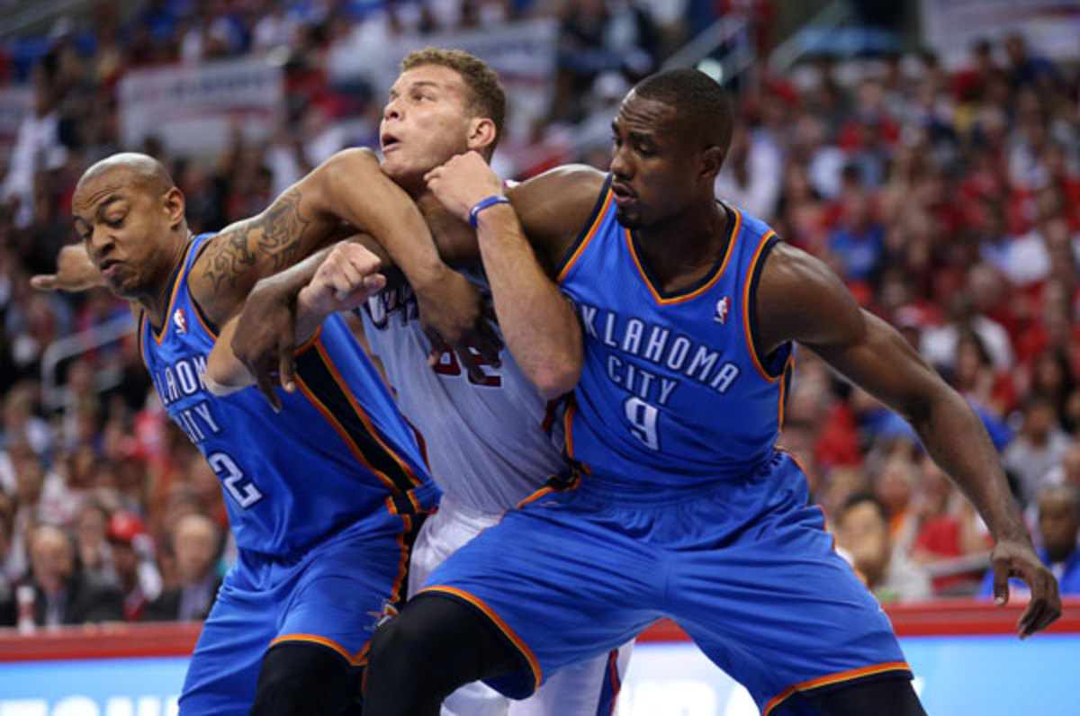 Serge Ibaka, Blake Griffin and Caron Butler :: Getty Images