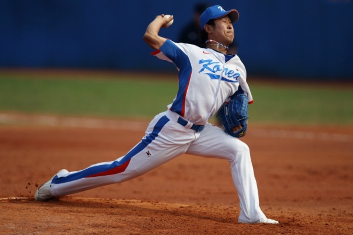 Suk-Min Yoon is considered the Korean league's best pitcher. (Hannah Johnston/Getty Images)