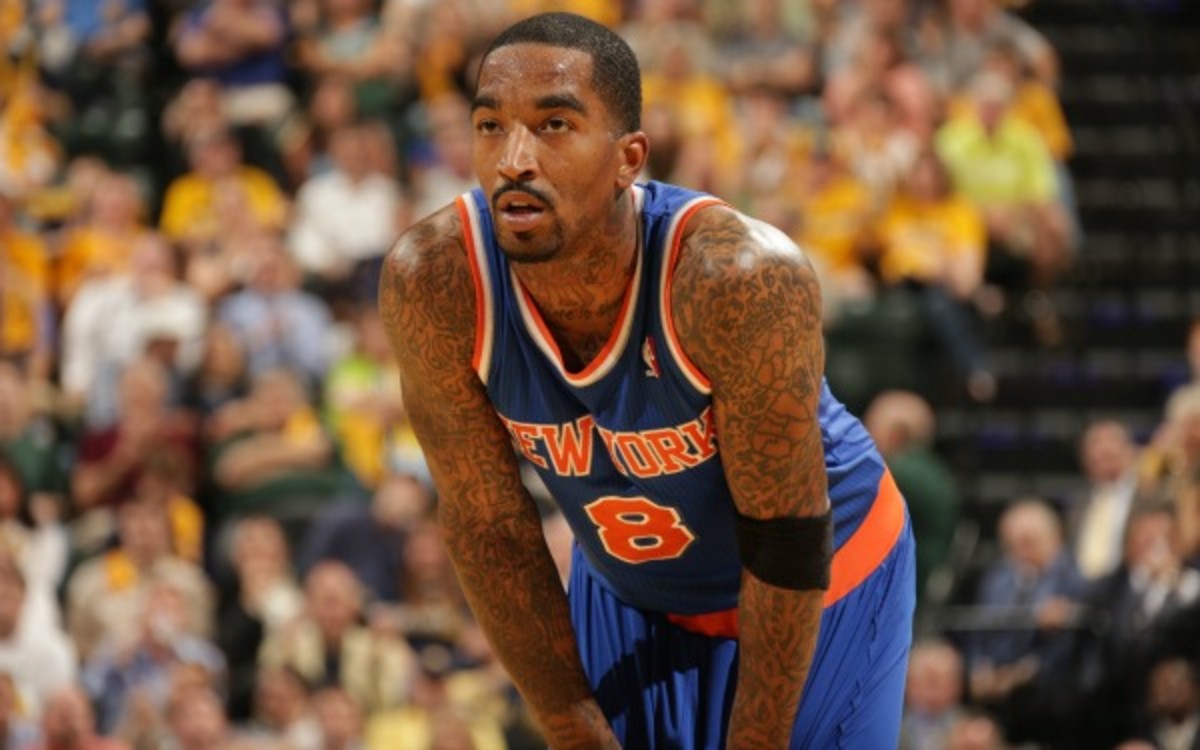 J.R. Smith said Saturday that there is still swelling in his left knee. (Ron Hoskins/Getty Images)