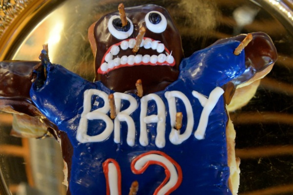 A store in Denver is selling Tom Brady voodoo doughnuts. (Cyrus McCrimmon/Getty Images)
