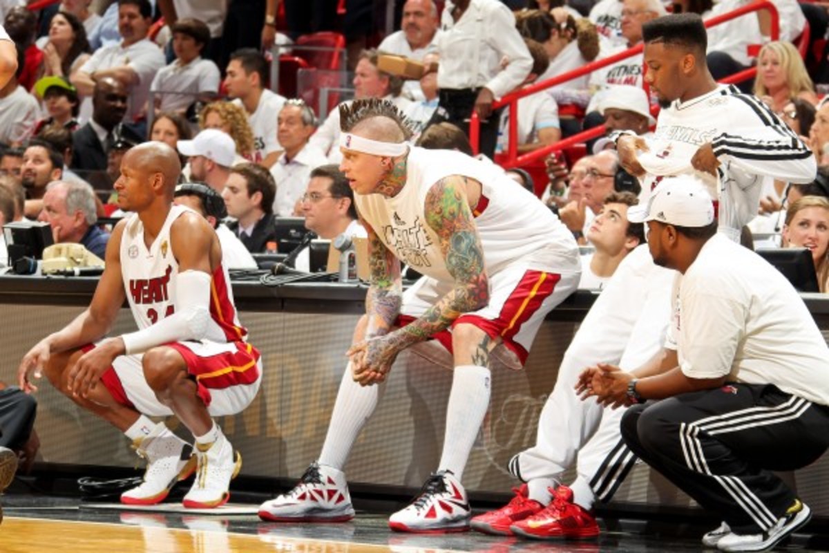 Ray Allen is dealing with a hip injury while Chris Andersen is rehabbing a bruised left thigh. (Issac Baldizon/Getty Images)