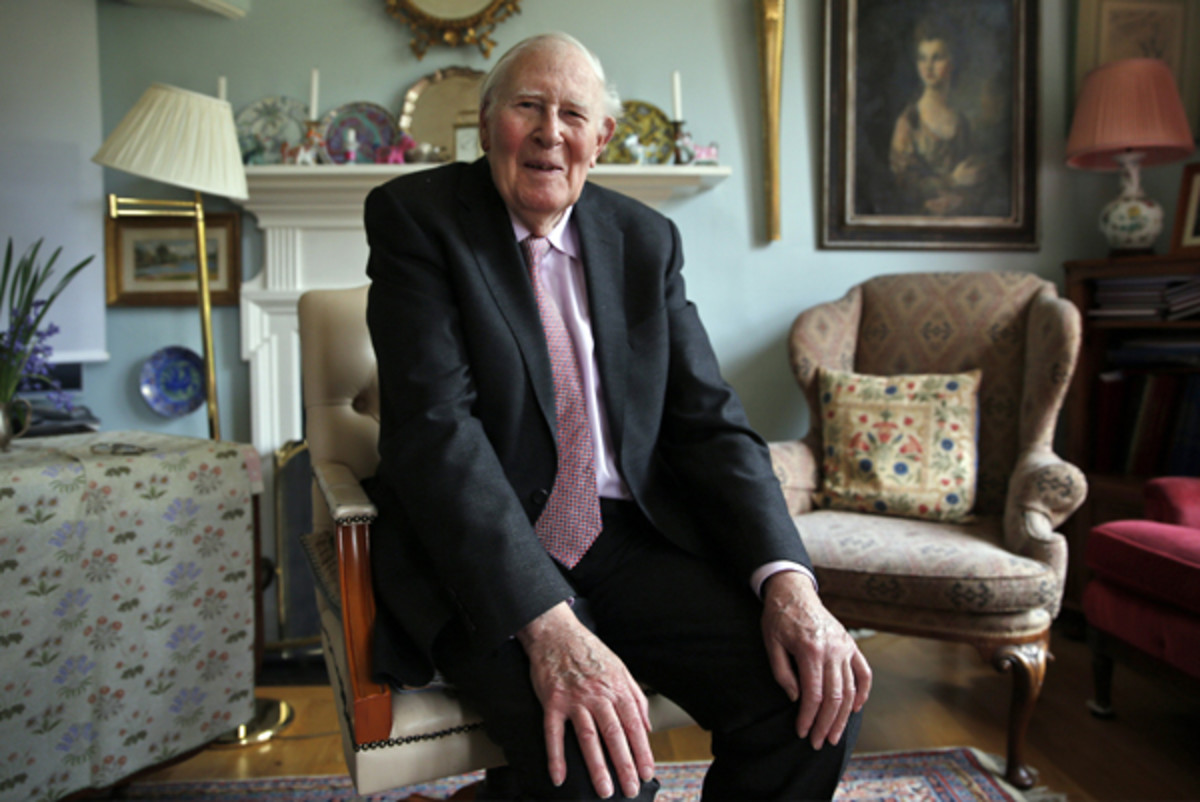 Roger Bannister, 60 years after becoming the first man to run a mile under four minutes.