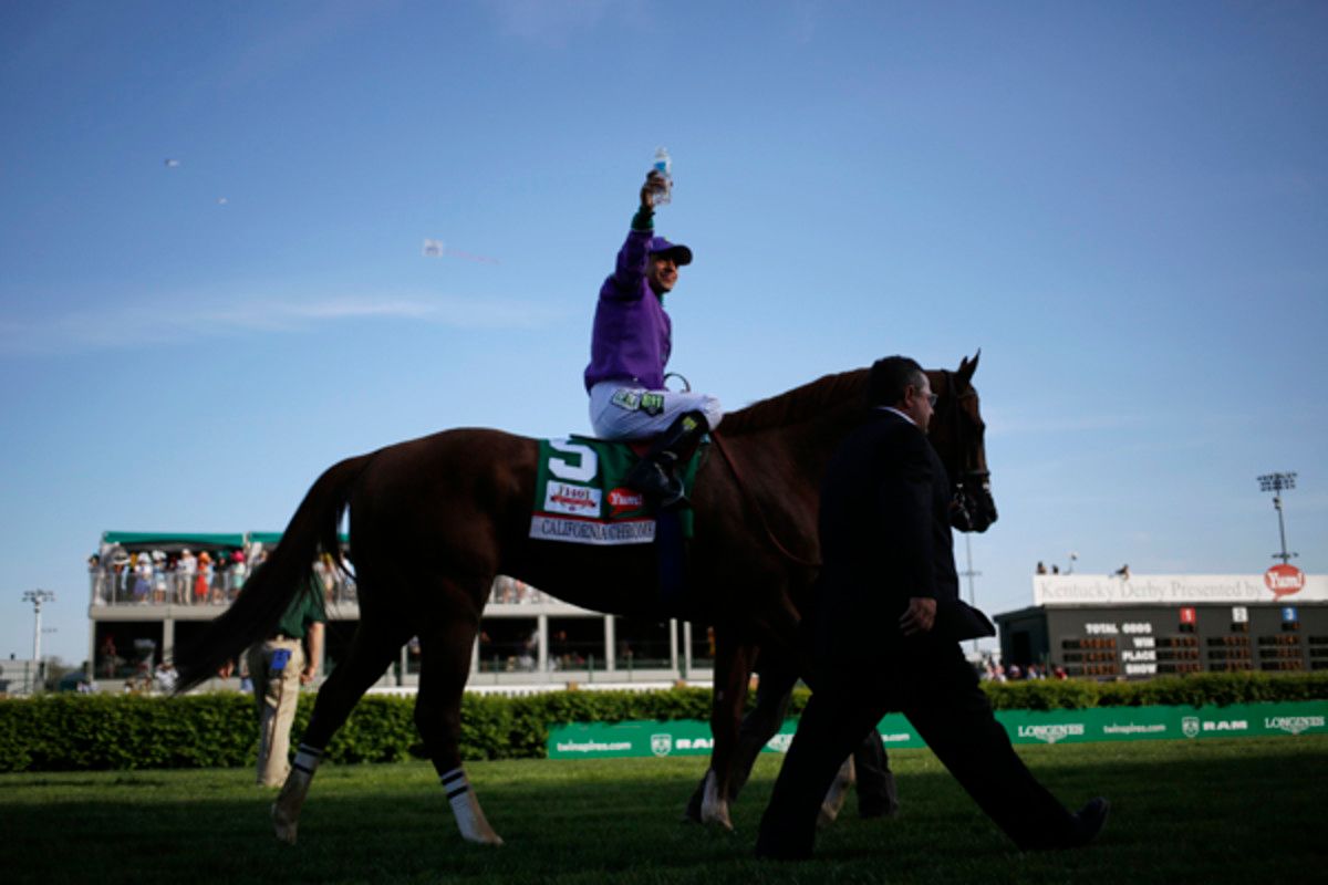 California Chrome won the Kentucky Derby in early May and is a favorite to win the Preakness. (Luke Sharrett/Bloomberg via Getty Images)