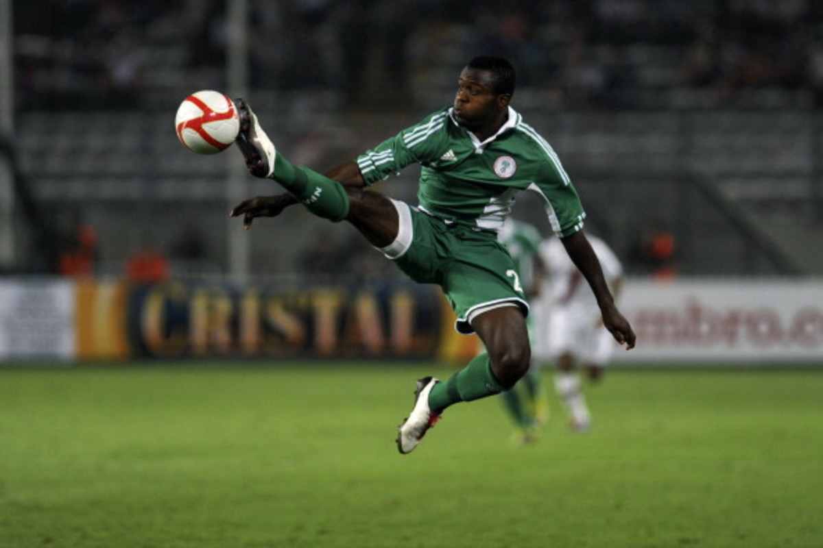 Nigerian footballer Papa Idris controls