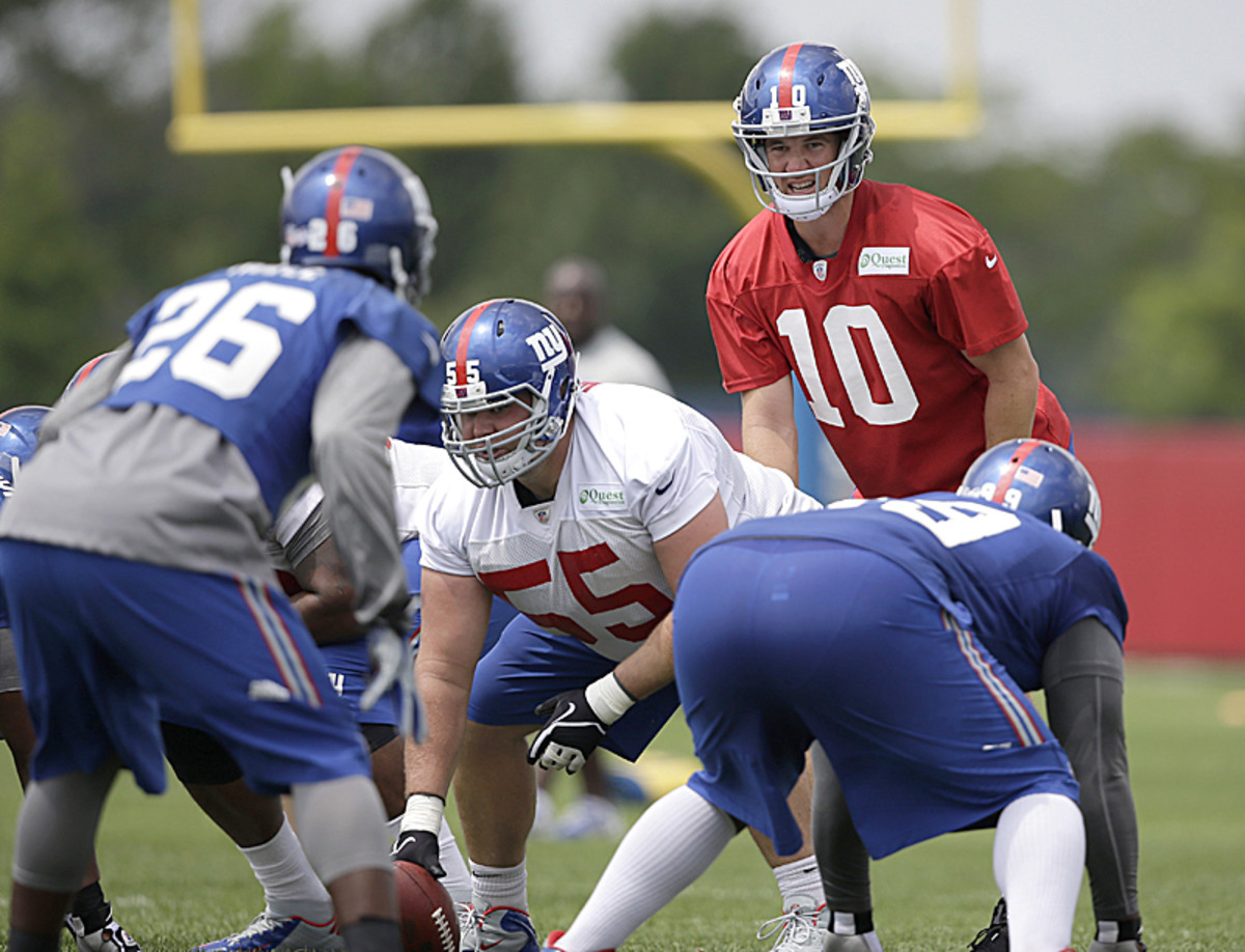Eli Manning will be operating a new system behind a rebuilt offensive line (Seth Wenig/AP)
