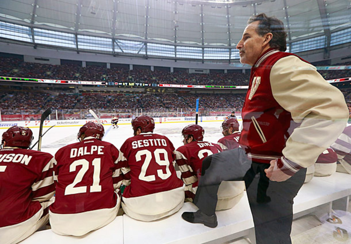Coach John Tortorella of the Vancouver Canucks at the NHL Heritage Classic
