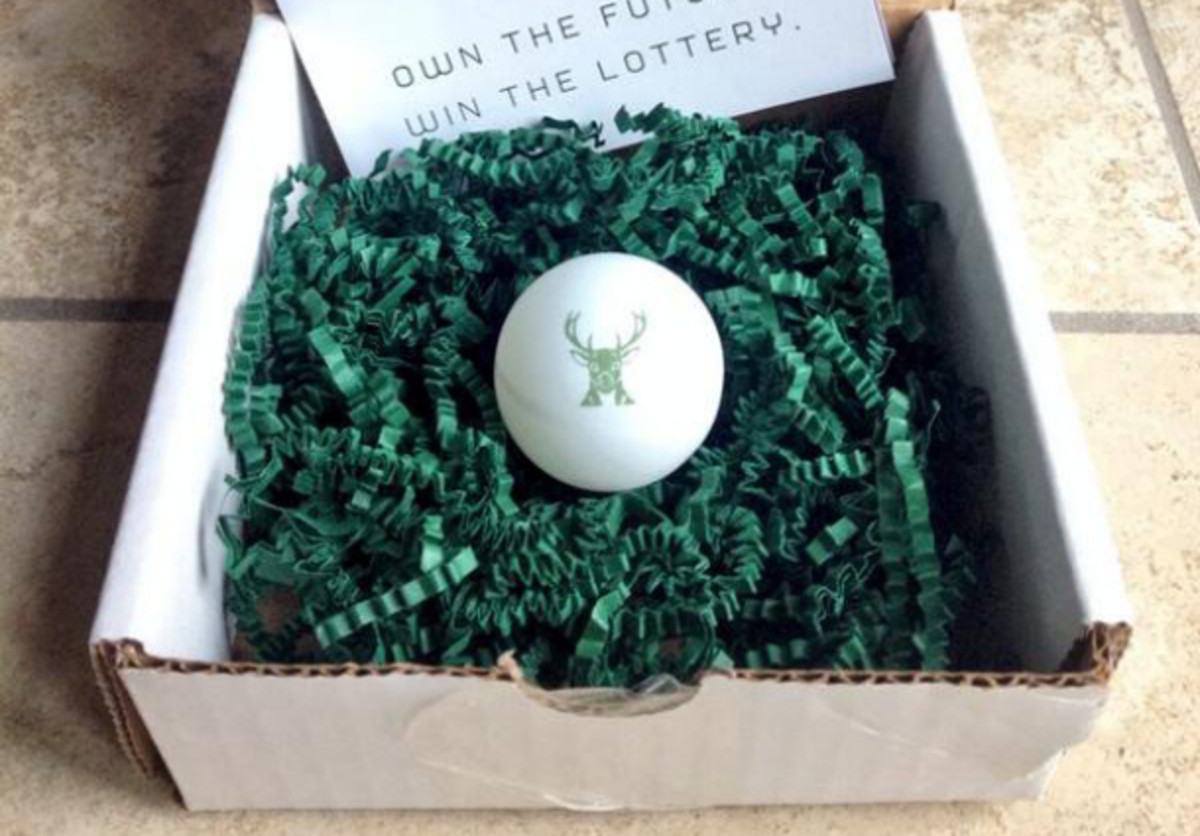 The Bucks are sending some fans a custom ping pong ball in promotion of the upcoming Draft Lottery. (@jenny_slota)