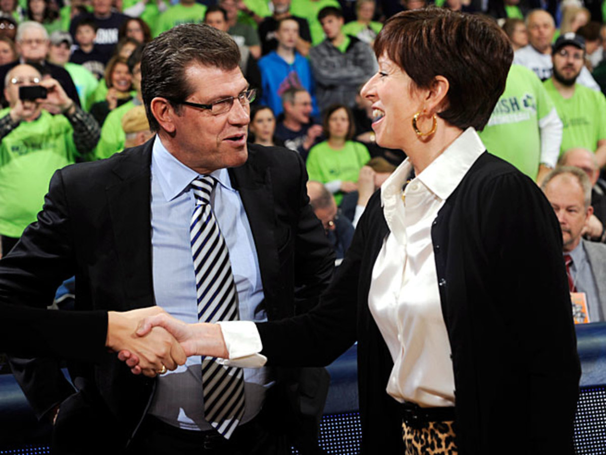 Huskies head coach Geno Auriemma and the Fighting Irish's Muffet McGraw have made no secret of their feelings for one another.