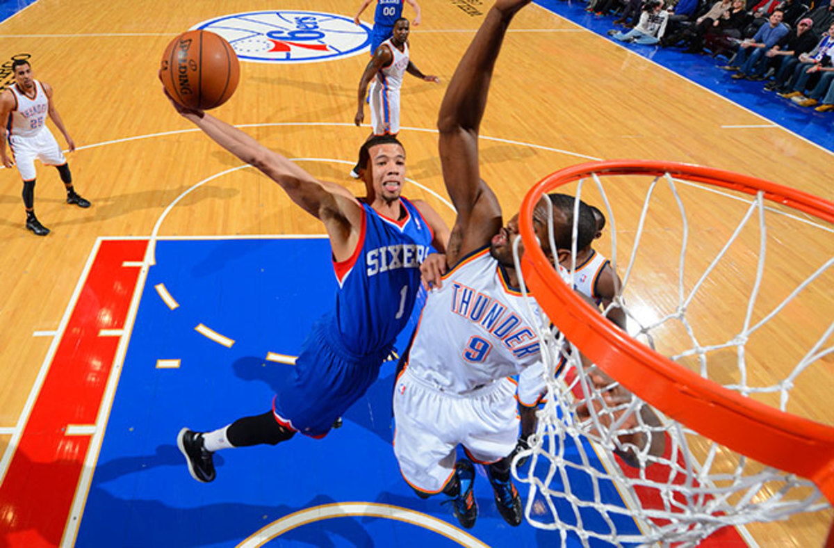 Michael Carter-Williams leads all rookies in points, rebounds and assists after being drafted No. 11 overall.