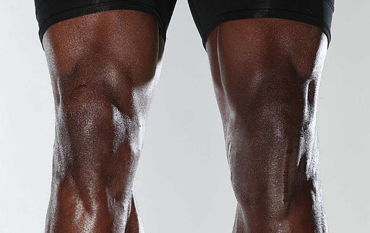 Peterson's knees. He tore the ACL and MCL in his left knee in December 2011. (Simon Bruty/Sports Illustrated)