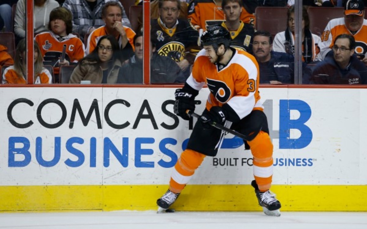 Philadelphia Flyers forward Zac Rinaldo has a team-leading 153 penalty minutes this season. (AP Photo/Matt Slocum)