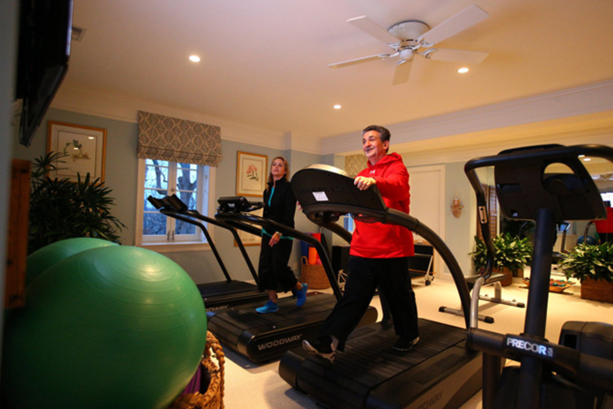 One of the rooms in Leonsis' house has treadmills, an elliptical, a stationary bike, and a state-of-the-art massage chair.