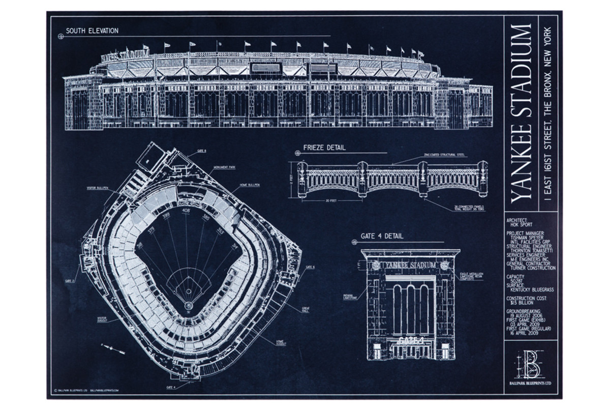 Notre Dame Stadium Blueprint Style Print