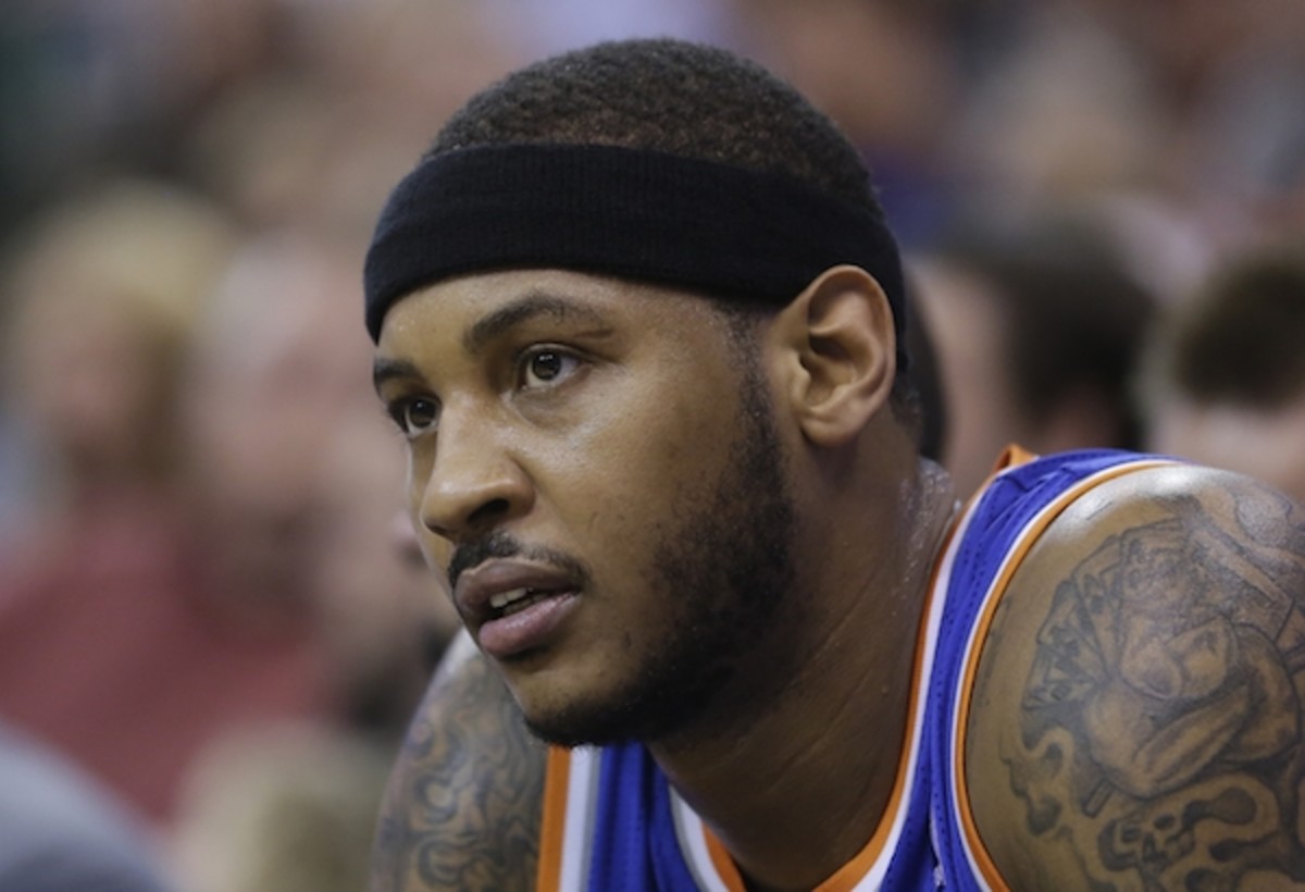 Carmelo Anthony looks on during game against the Utah Jazz (Frank Franklin II/AP)