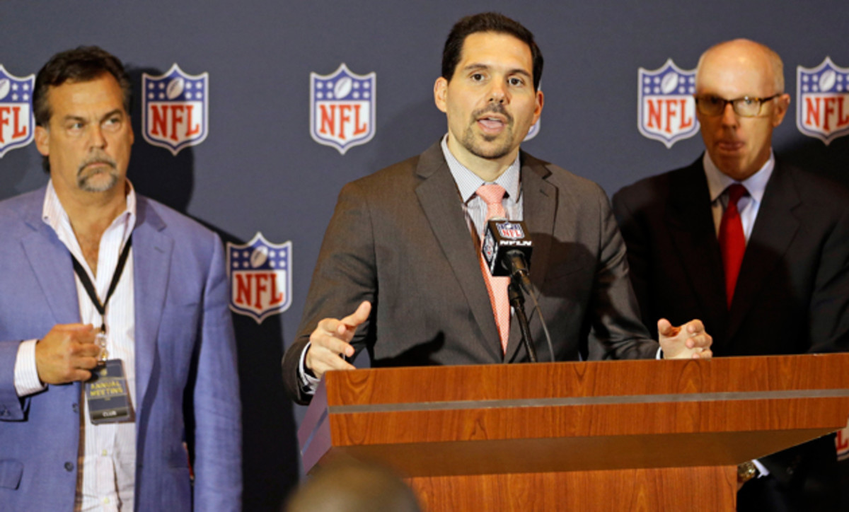 Dean Blandino (middle) at the 2014 NFL Owners Meetings in March. 