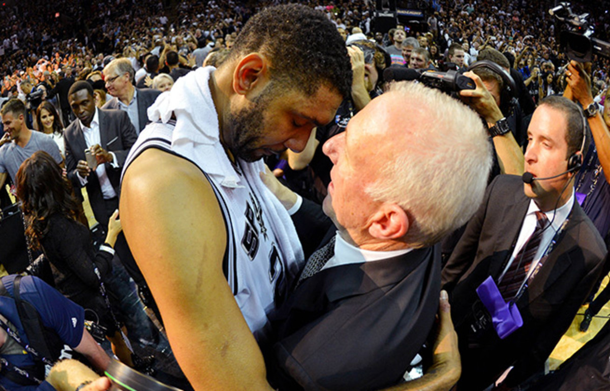 Tim Duncan and Gregg Popovich have won the third-most (five) titles by a player-coach duo in history.