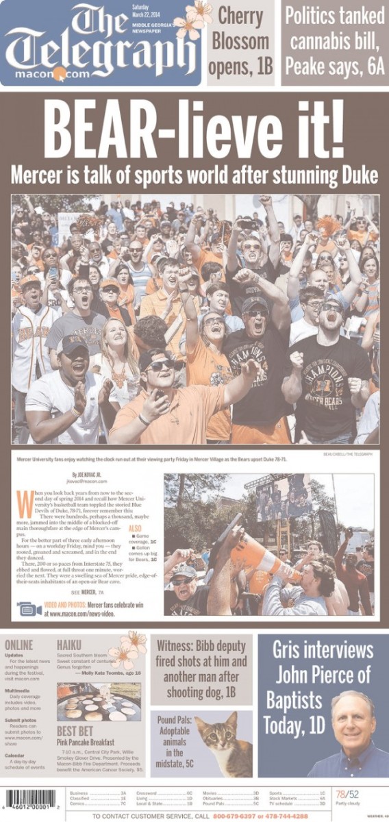 The Local Newspaper Front Page Of Every Team That Advanced In The Ncaa