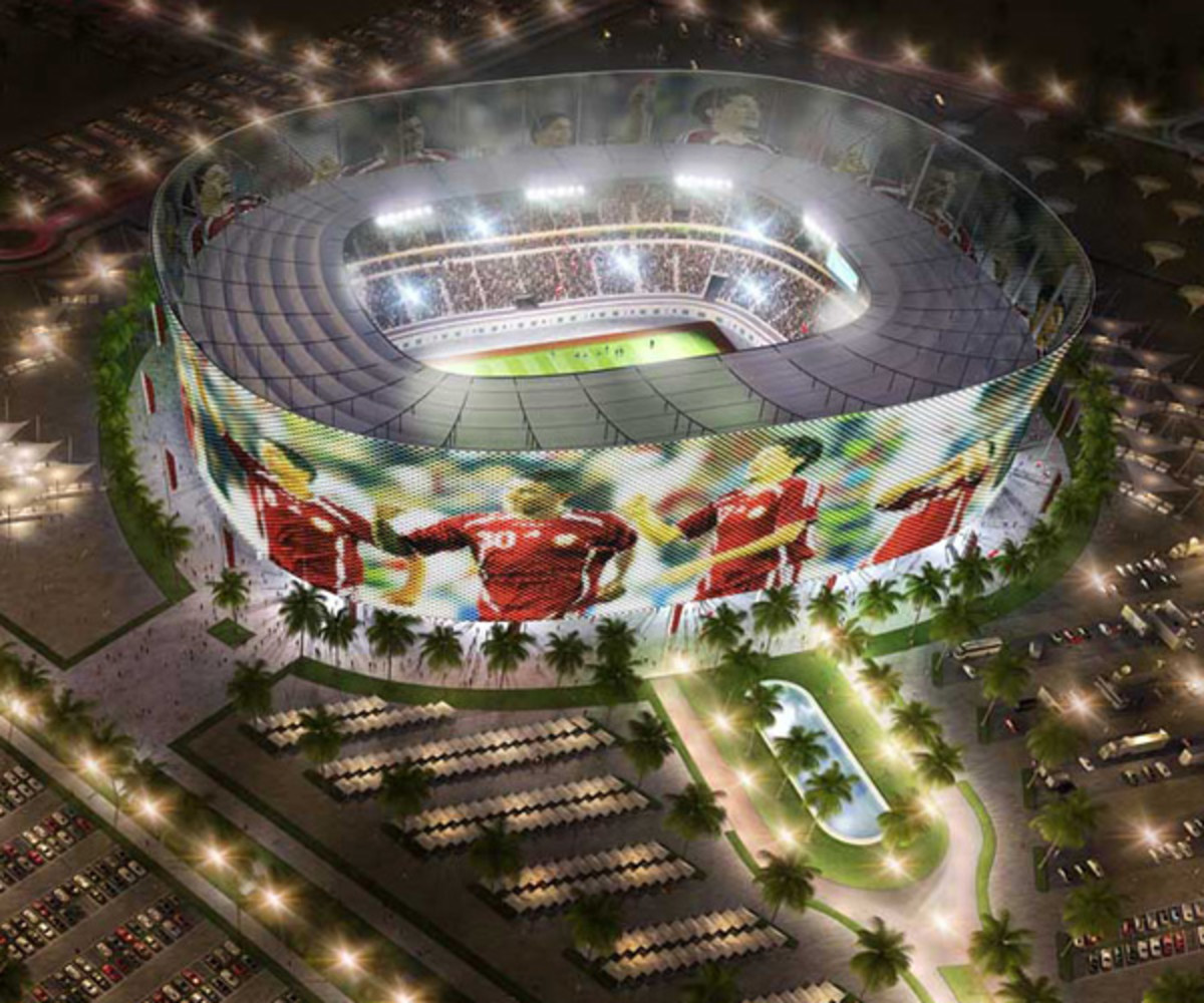 A rendering of the proposed Al Rayyan Stadium used during the bid process. A final design may differ.