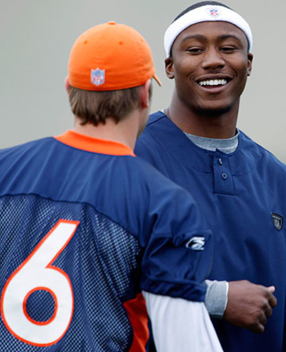 Jay Cutler and Brandon Marshall played three seasons together in Denver from 2006-08 and are now in their third year together in Chicago. (David Zalubowski/AP)