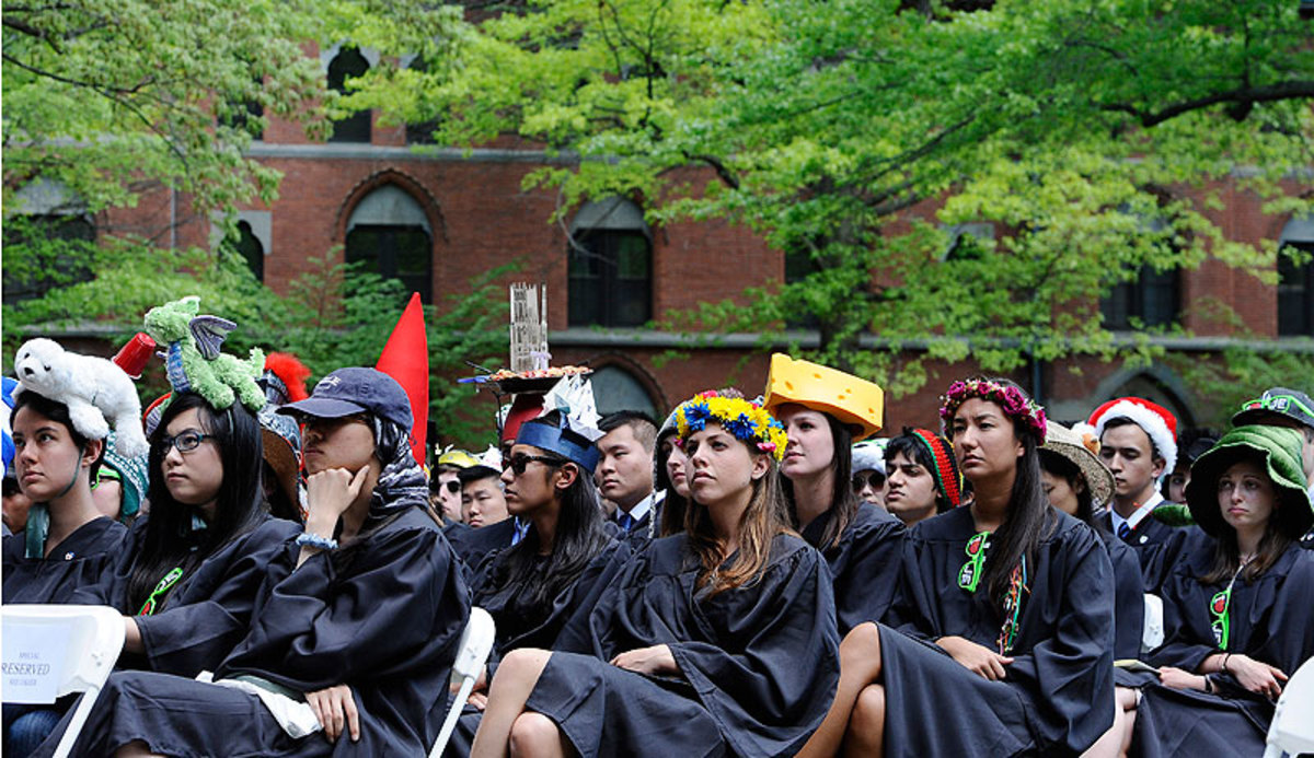 Yale students listen to Secretary of State John Kerry's speech at Class Day on May 18. (Jessica Hill/AP)