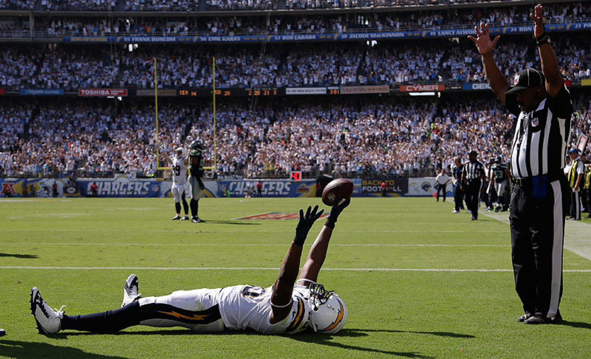 Antonio Gates had three touchdown receptions to help the Chargers beat the Seahawks in San Diego. (Gregory Bull/AP)