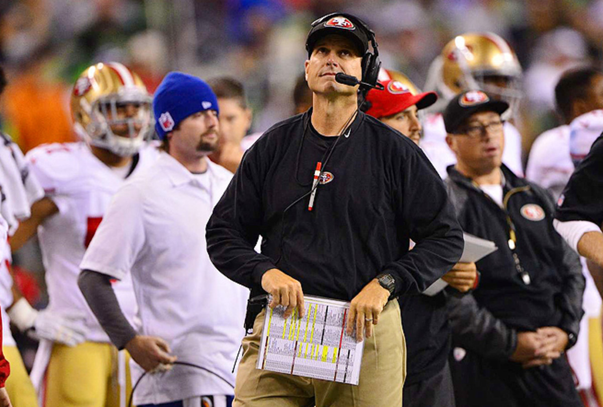 Jim Harbaugh has taken the 49ers to the conference title game in three straight seasons. 