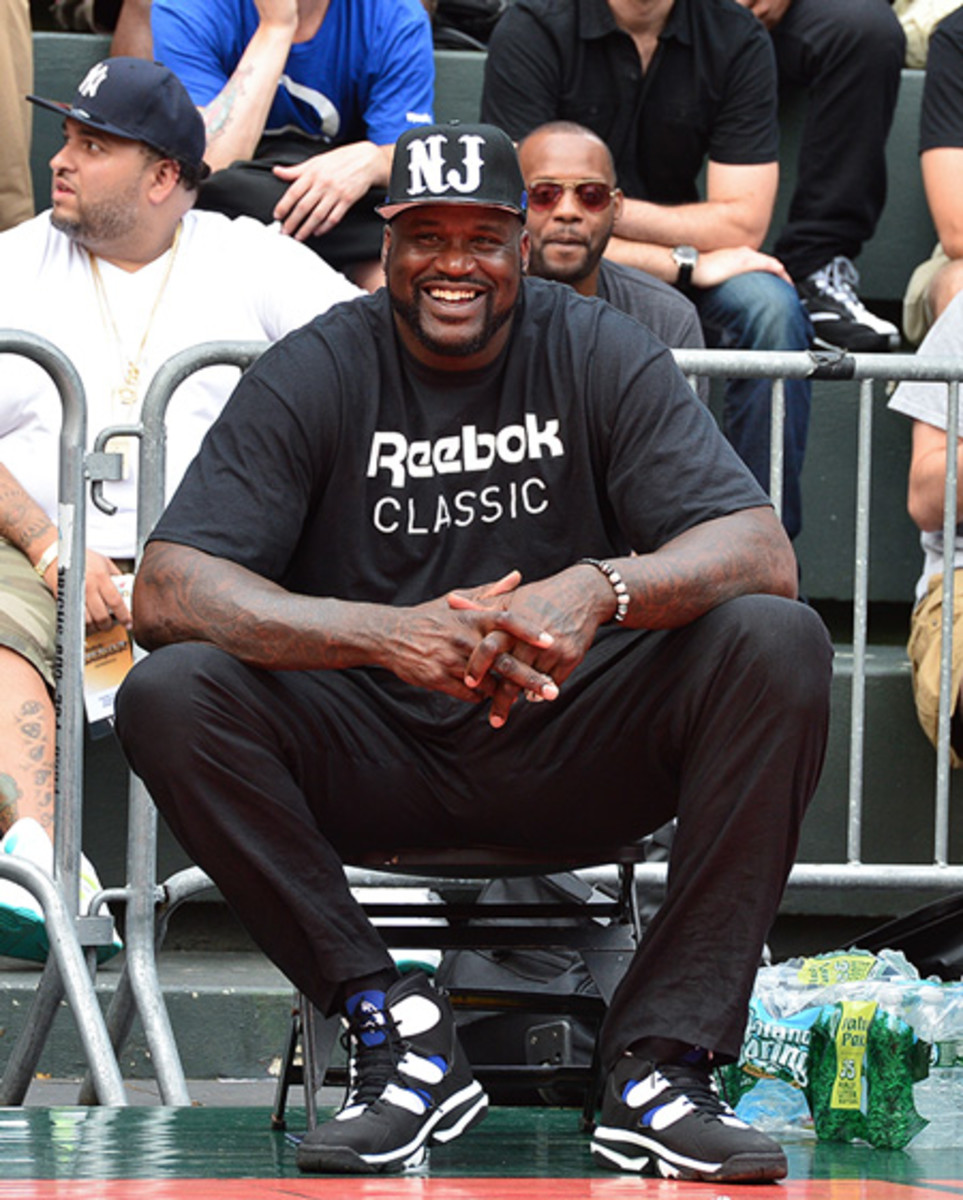Shaquille O'Neal on the sidelines at Rucker Park. 