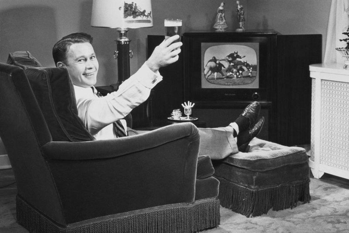 Save for technology, the man cave has changed little over the years. (Lambert/Getty Images)