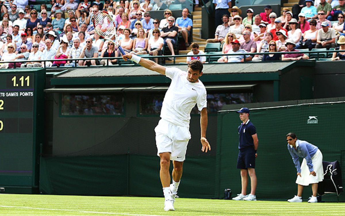 Grigor Dimitrov cruised past Ryan Harrison in straight sets. 