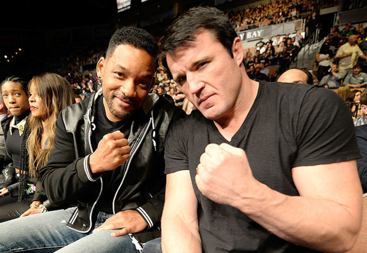 Chael Sonnen, pictured in February with actor Will Smith, will still be involved in UFC post-retirement.