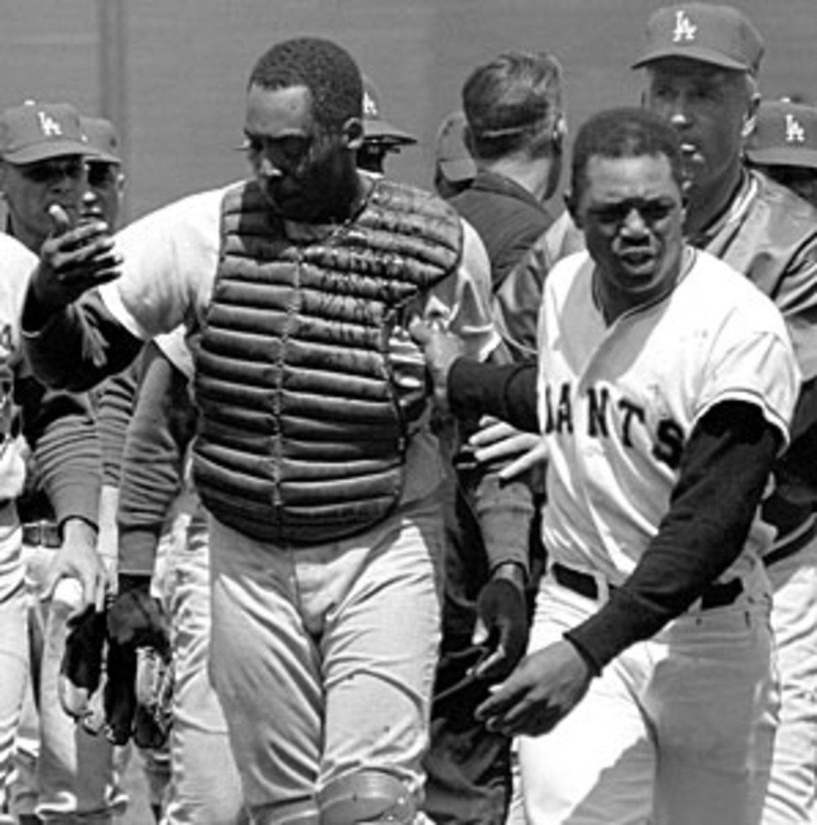 Willie Mays came to the rescue of the heavily-bleeding Roseboro.