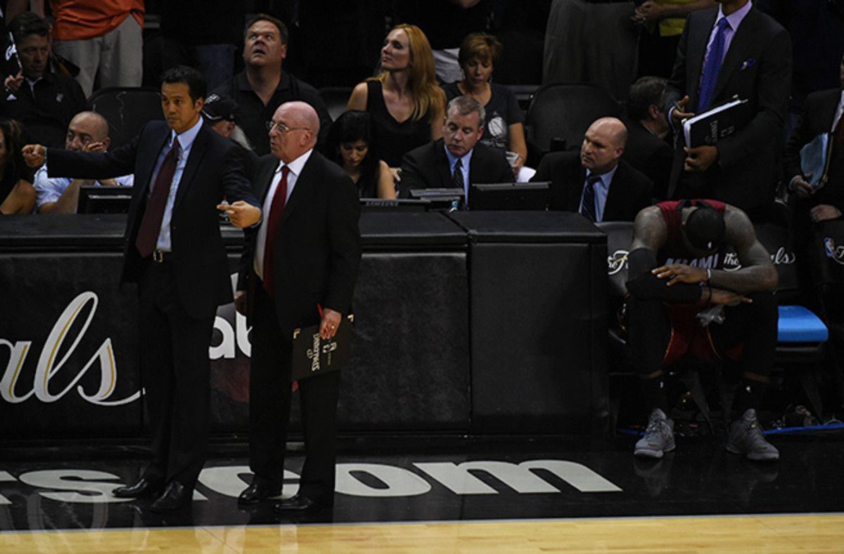 LeBron James was forced to leave Game 1 with just under four minutes remaining due to severe cramps.