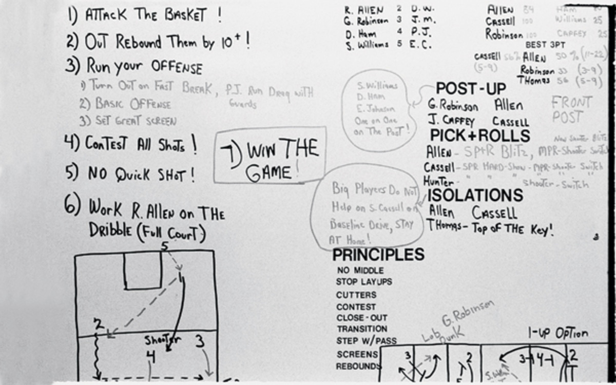 Coaches' strategy board for players to review :: Lynn Johnson/SI