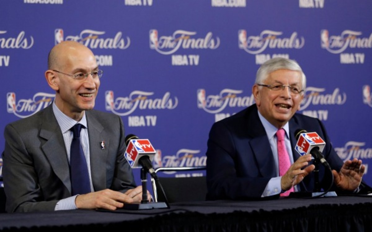 Adam Silver, David Stern (AP Photo/Wilfredo Lee)
