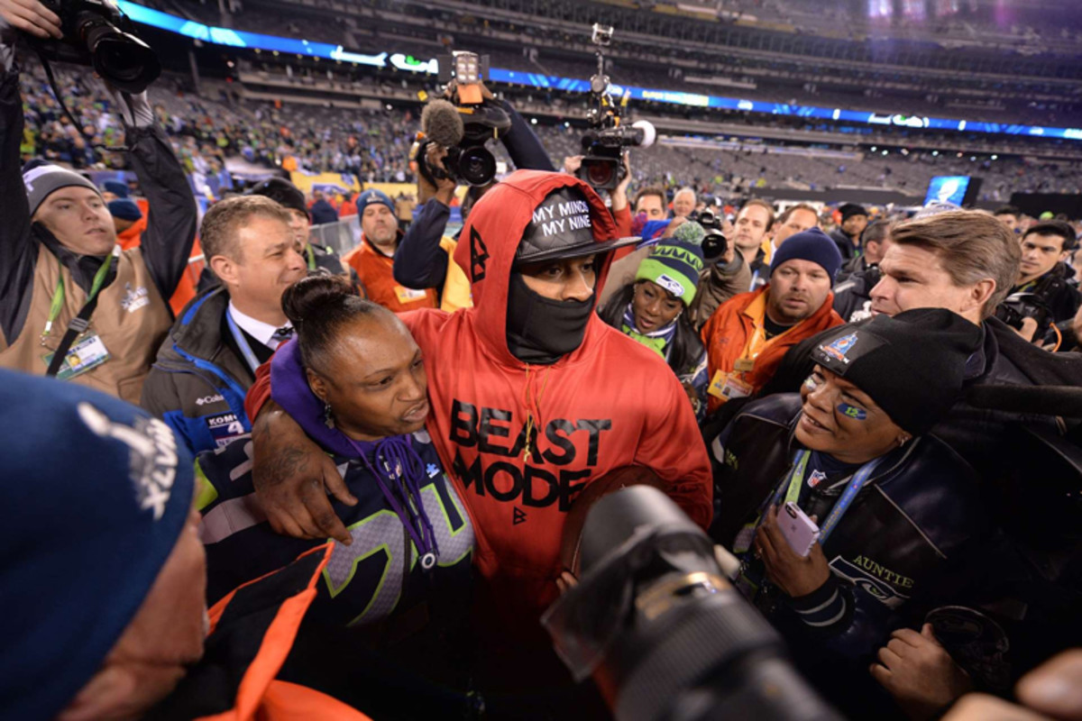 Lynch after winning the Super Bowl last February. (Donald Miralle for Sports Illustrated/The MMQB)