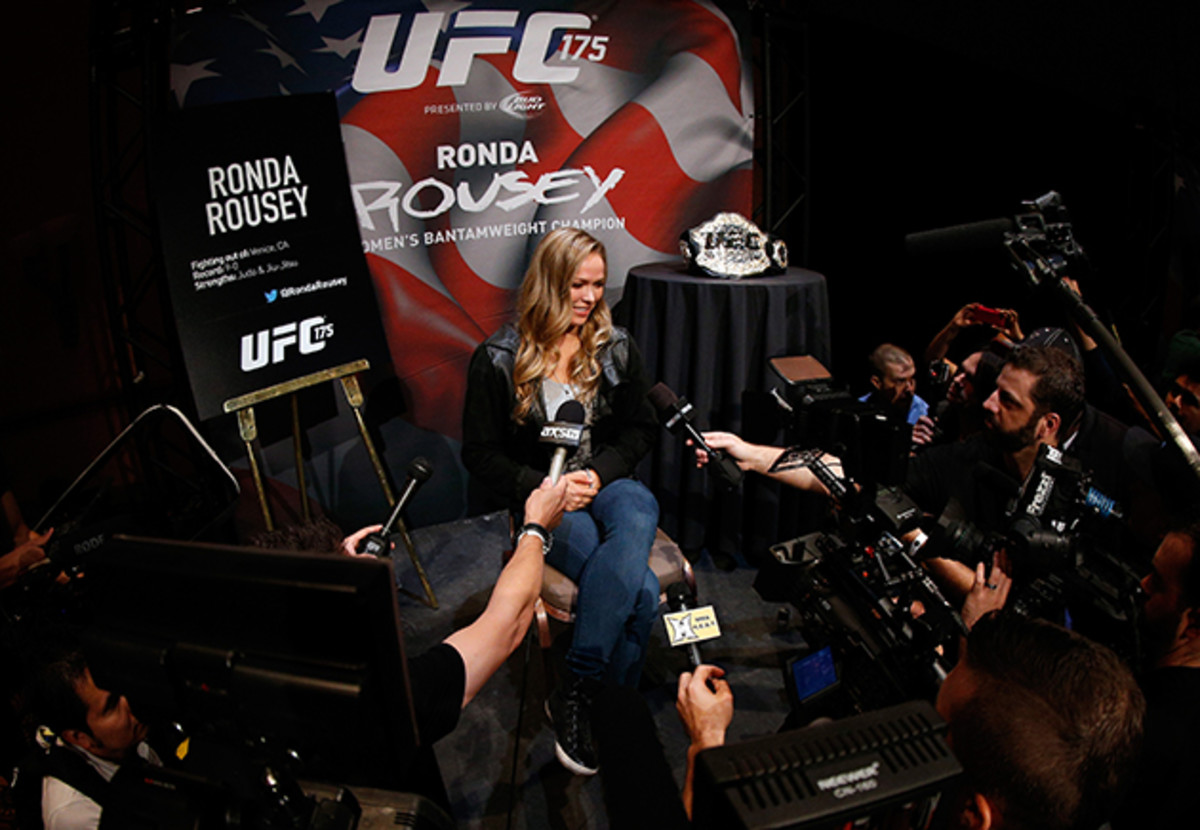 Ronda Rousey interacts with media during the UFC Ultimate Media Day.