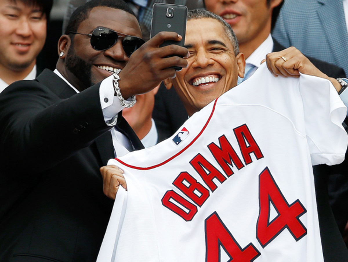 Big Papi and the President of the United States of America, nailing the selfie. (Win McNamee/Getty Images)