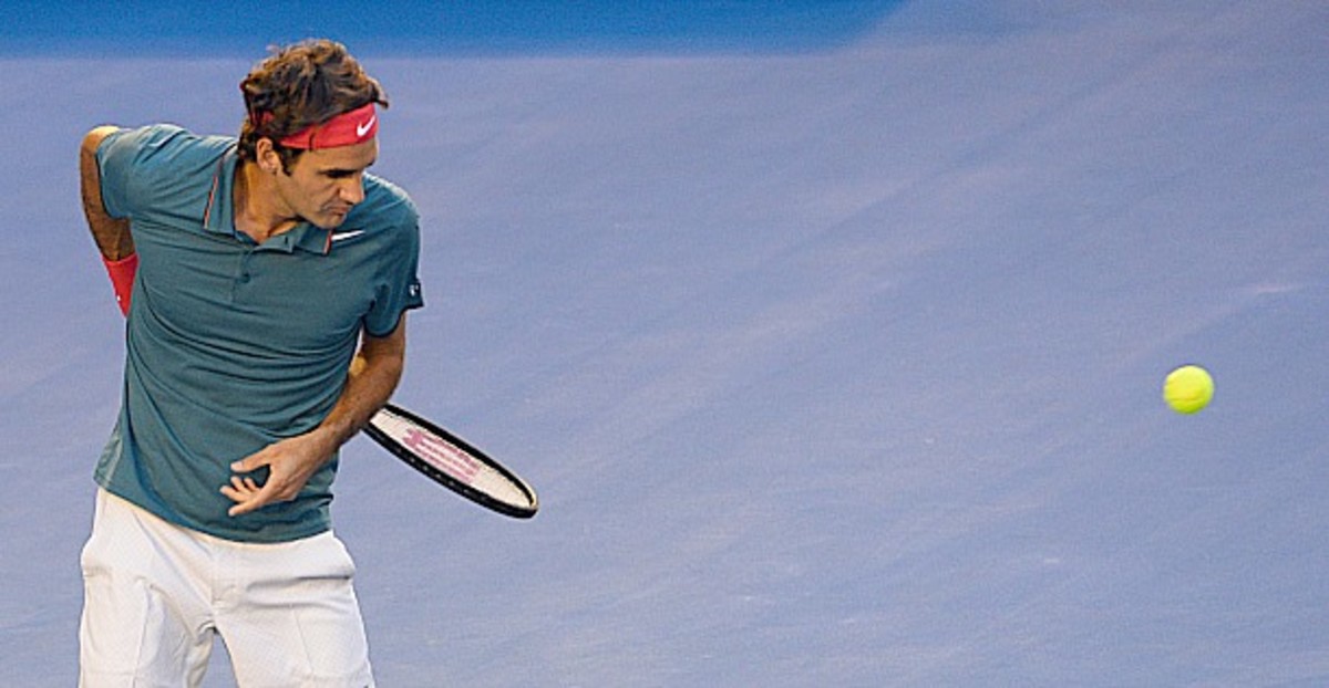 Federer under control. (William West/AFP/Getty Images)