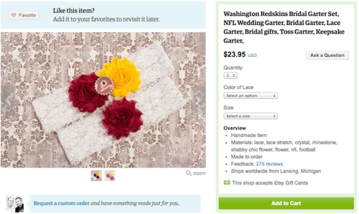 washington redskins garter belt