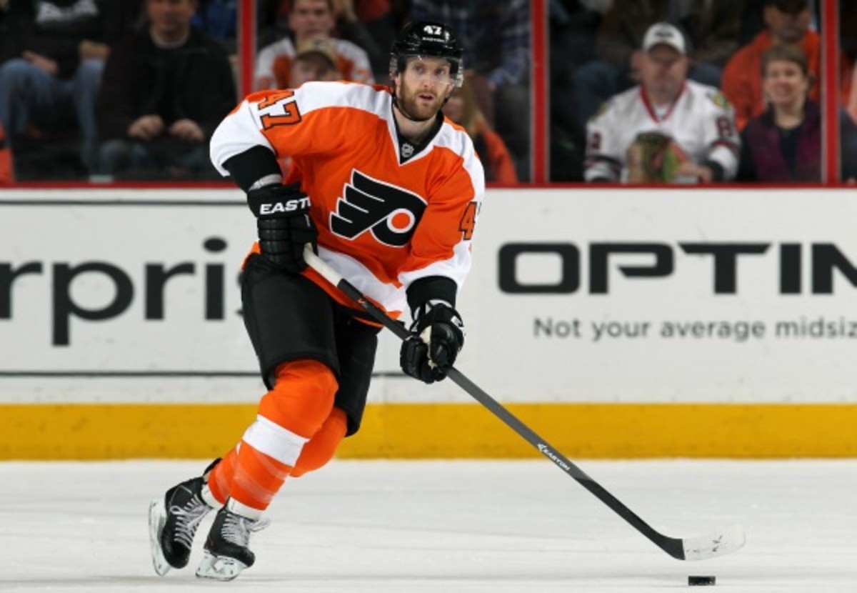 Andrew MacDonald leads the NHL in blocked shots. (Len Redkoles/NHL/Getty Images)